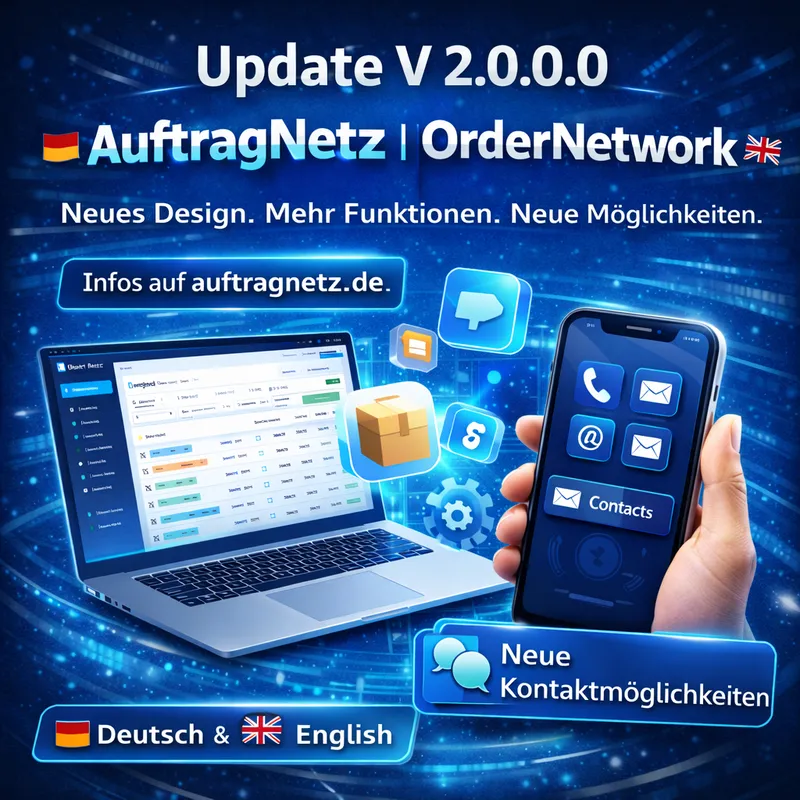 AuftragNetz Update V 2.0.0.0 – Neues Design, mehr Funktionen, neue Möglichkeiten