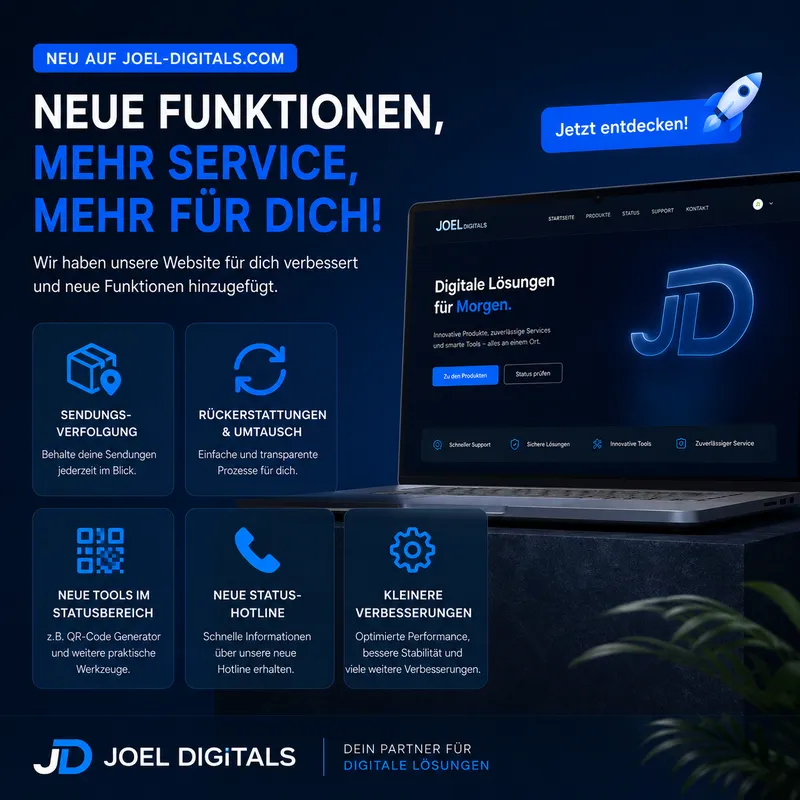 🚀 Neue Funktionen auf der Joel Digitals Website