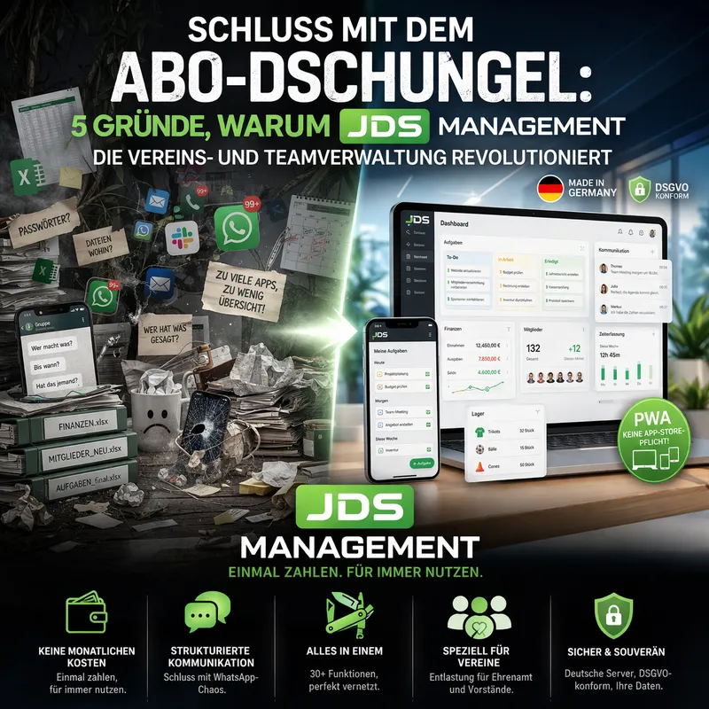 Schluss mit dem Abo-Dschungel: 5 Gründe, warum JDS Management die Vereins- und Teamverwaltung revolutioniert