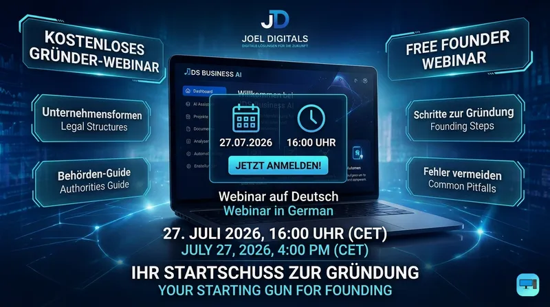 Kostenloses Gründer-Webinar – Jetzt unverbindlich voranmelden!