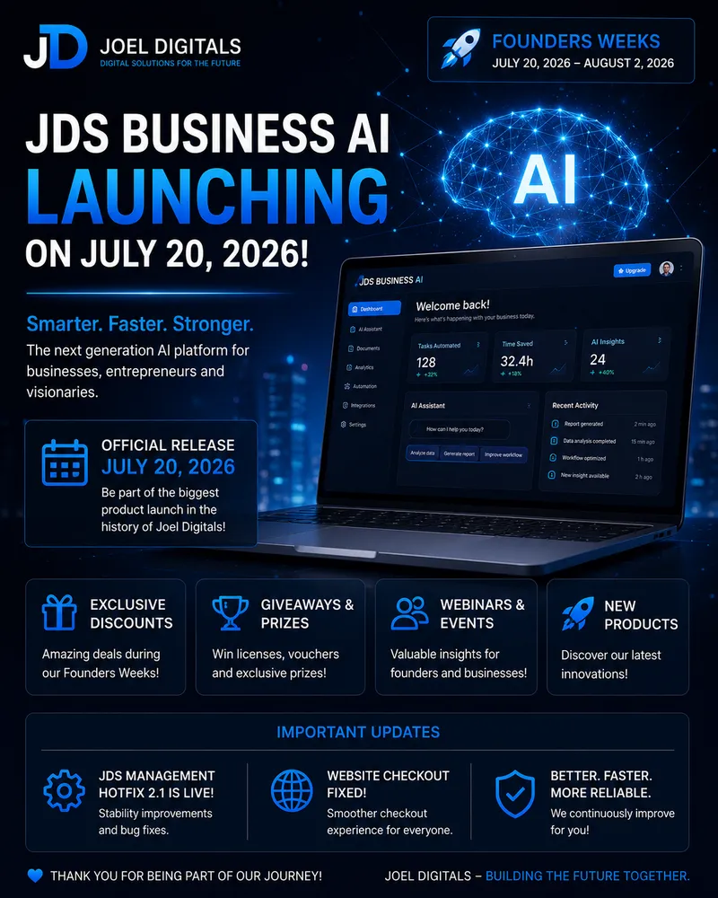 JDS Business AI erscheint am 20.07.2026 – Das größte Software-Release in der Geschichte von Joel Digitals