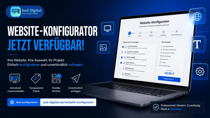 🌐 Website-Konfigurator jetzt bei Joel Digitals verfügbar