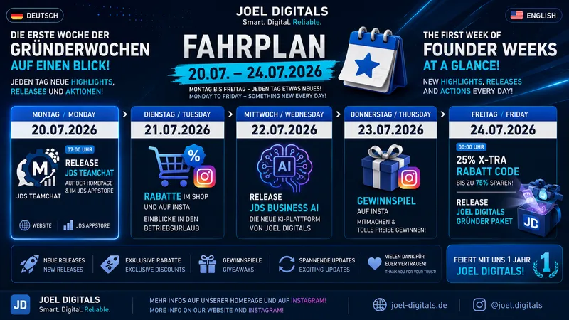 Joel Digitals Gründerwochen starten am Montag – Das erwartet euch in den ersten Tagen!